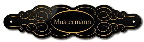 Türschild, Briefkastenschild, Klingelschild, 70-300-009-SG, Acryl, Oberfläche schwarz glänzend, Gravur gold, individuell anpassbar