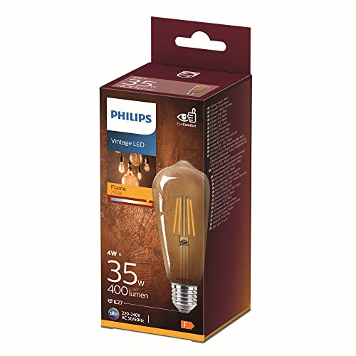 Philips LED Classic E27 - Bombilla vintage (35 W, forma de gota, 1 unidad), color dorado claro y blanco cálido