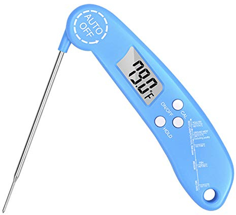 JRUFI Digital Meat Thermometer Instant Read Kitchen Cooking Food Temperature Probes Outdoor Baking BBQ Grill Yellow