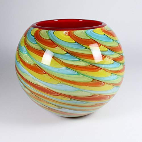 CRISTALICA Glasvase Blumenvase Dekovase Kugelvase Multi-Twist 17 cm bunt