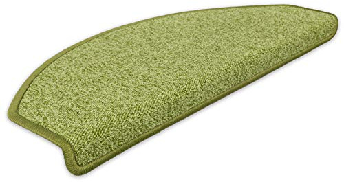 Metzker Stufenmatten Durango Halbrund SparSet's Grün 14 Stück | Treppenteppich von DAS TEPPICHWERK - Trittfläche ca. 65x24cm incl. Klebeband