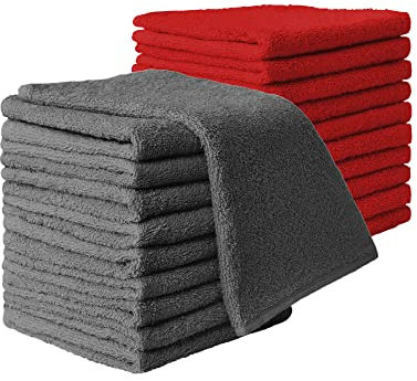 NatureMark Gästetücher – 20er Pack (30x50 cm), 100% Baumwolle, Oeko-TEX Zertifiziert, weich, saugfähig und pflegeleicht – Für Bad, Gäste & Spa – Bordeaux/Anthrazit