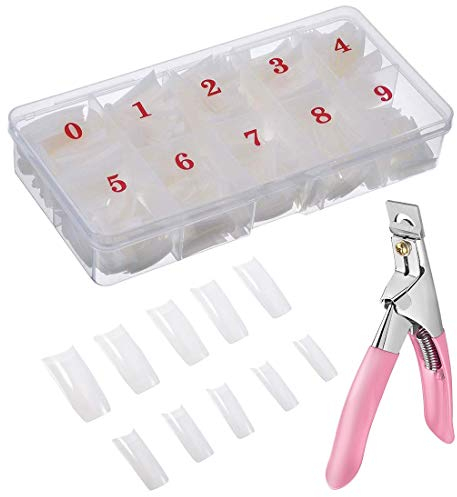 500Pcs Unghie Finte Naturali, Francese Naturale Traslucido Unghie Finte Artificiali, 10 Misure Acrilico Unghie Arte Nail Tips con Tagliaunghie Strumenti per Manicure & Scatola per Donna