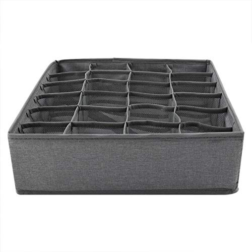 KIKYO Tiroir en tissu organisateur diviseur, chaussettes sous-vêtements tiroir organisateur diviseur armoire pliable placard organisateur boîtes de(Light gray 24 grid)