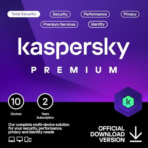 Kaspersky Premium Total Security 2026 | 10 Devices | 2 Years | Anti-Phishing and Firewall | Unlimited VPN | Password Manager | Parental Controls | 24/7 Support | PC/Mac/Mobile | UK Online Code