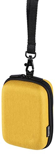 Hama Kameratasche „Ambato“ (kleine Fototasche für Kompaktkamera 6,5 x 4,5 x 11 cm, Hardcase für Wandern, Fahrrad, Trekking, Hartschale mit Gürtelschlaufe, zum Umhängen, Karabiner für Rucksack) gelb