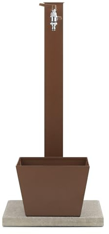 Fontana da Giardino con Rubinetto Base Vaschetta e Portagomma Belfer 42/QRRV Ruggine
