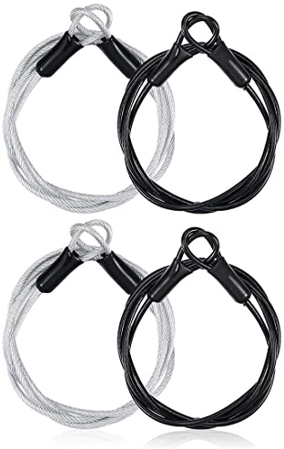 VIVIIHOO Cavo in Acciaio Rivestito-4 Pezzi Cavo di Sicurezza Leggero con Occhielli Lucchetto per Bagagli con Fusibile Rivestito in plastica per Viaggi all'aperto3 mm, 40 Pollici di Lunghezza