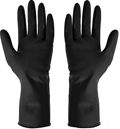 FOUTP Guantes de Tinte para el Cabello Guantes de látex de Color de Cabello Reutilizables Protectores de Manos Negras Teñido de Cabello Cocina Lavado de Platos Guantes de Limpieza (M)