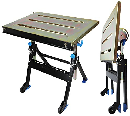 Olympia Tools Adjustable Welding Table with Wheels Portable Steel Stand Workbench 30 in. x 20 in.