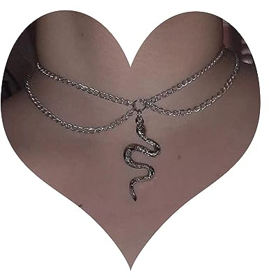 Wendalern Punk Schlange Anhänger Halskette Vintage Geschichtet Choker Kette Silber Schlange Halskette Gothic Tier Schmuck Für Frauen Und Mädchen