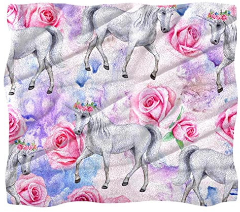 Fleece-Überwurfdecke, Einhorn, rosa Rose, für Couch, Sofa oder Bett, gemütliche, weiche Decken