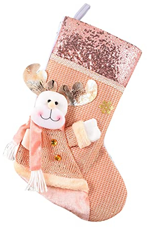 TianWlio Weihnachtsschmuck Kamin Deko Weihnachtsstrumpf Tasche Pailletten Weihnachten Strumpf Rosa Ornamente Weihnachtsschmuck Weihnachten Weihnachten Nikolausstiefel Weihnachtsdeko
