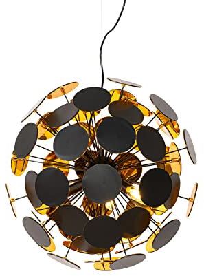 Qazqa - Design Design-Hängelampe I Pendellampe I Pendelleuchte in Schwarz und Gold I Messing – CerchioI 5-flammig I Wohnzimmer I Schlafzimmer - Stahl Kugel I Kugelförmig - LED geeignet E14