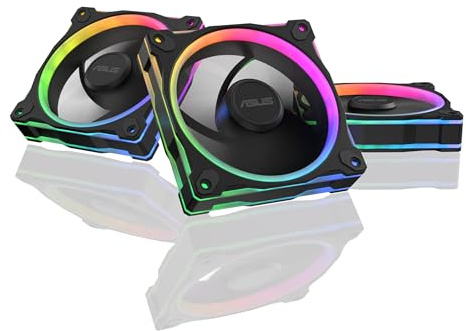 ASUS Prime MR120 Black 3in1 ARGB-Gehäuselüfter 3er Pack | 20 adressierbare RGB-LEDs, 28 mm Rahmen, PWM-Steuerung, Lüfterdrehzahl 1600 U/min, 21dB(A) Lärmpegel, 58 CFM