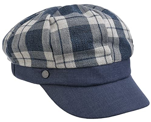 LIERYS Vonvia Ballonmütze Karierte Leinencap Damen Atmungsaktiv Made in Italy Frühjahr Sommer blau One Size