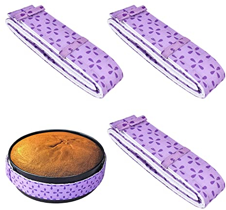 DIYJEP Kuchenstreifen, 3 Stück Backstreifen, Verstellbare Bake Even Strip Kuchenformstreifen zum Backen, Baumwoll Kuchenform Kuchen Streifen, Backgürtel Werkzeug für Kuchenherstellung (Lila)