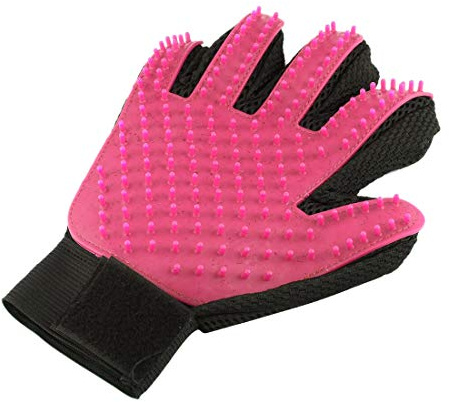 König Design Fellpflege Handschuh Katze, Doppelseitige Haustier Handschuh Bürste, Rechte Hand Katzenhandschuh Fellpflege für Kurzhaar und Langhaar (Pink)