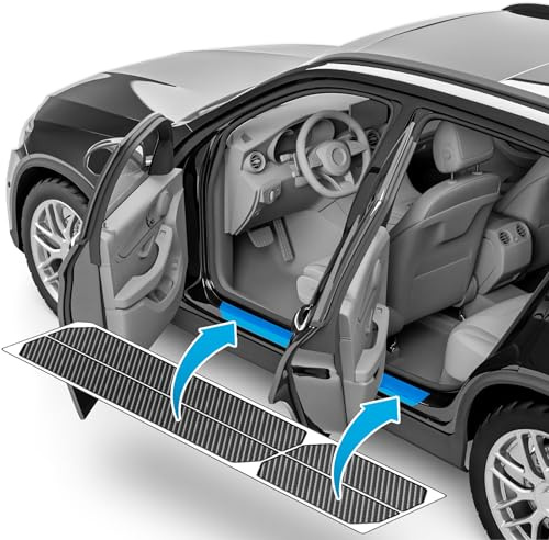 uProtect Auto Einstiegsleisten Schutz für VW T6 I 2015-2024 - Schutzfolie Autotür Zubehör Zierleisten Lackschutzfolie Carbon Schwarz