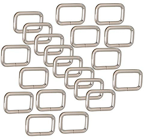 Mxfans 20 Stück silberne rechteckige Metall-Dee-Ring-D-Gurtband-Gürtelband-Schnalle für 25 mm