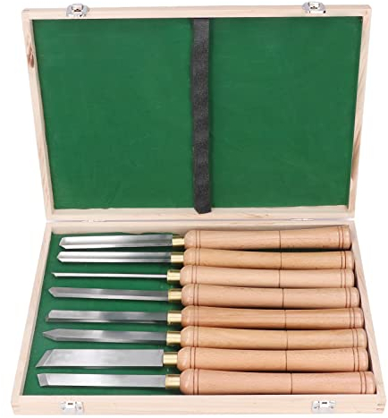 Herramienta de Torneado de Acero de Alta Velocidad, Juego de Gubia de Torneado de Madera de 8 Piezas, Kit de Gubia de Husillo de Acero de Alta Velocidad HSS, Herramienta de