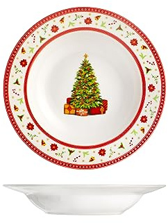 H&H set 12 piatti fondi natalizi Classy Xmas cm 21,5