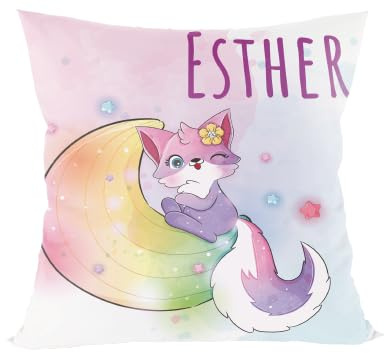 ZPUBLI+ Cojines Personalizados Infantiles (Varias Medidas) con Nombres, Fechas o Frases. Regalo Original para niños, niñas o Bebe. Regalo para Baby Shower, Madres, cumpleaños. (Zorrita)