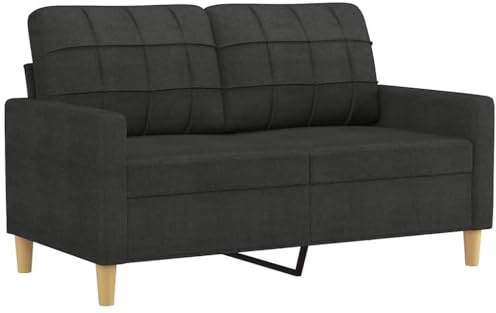 vidaXL Sofa 2 Sitzer, Couch für Wohnzimmer, Polstersofa mit Metallgestell, Loungesofa Zweisitzer Wohnzimmersofa Wohnzimmermöbel, Schwarz Stoff