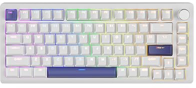DrunkDeer A75 Rapid Trigger Magnetic Switch Gaming Keyboard 82 Keys PBT Keycap OEM Profile Double Shot USB Wired Compact 75% Layout, White