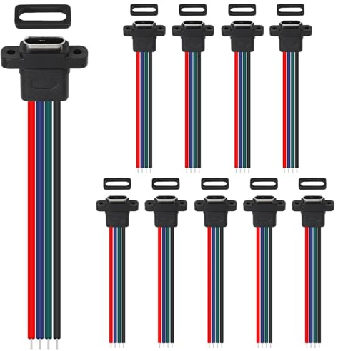 AITRIP 10 Stk USB-Buchse, 4-polig, blanker Draht, USB-Stromkabel, DIY-Pigtail-Kabel, für installierte und reparierte USB-Geräte