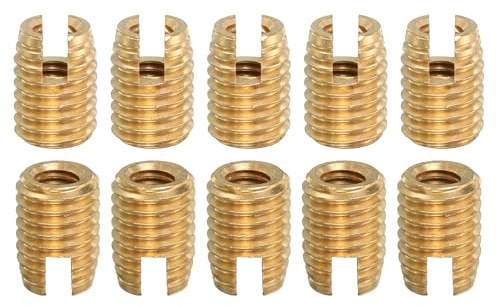 QUARKZMAN Selbstschneidende, 10 Stück M6-1 Außengewinde M10x14 Messing | Gewindeeinsätze Innengewinde Gewindehülse Reparaturmuttern