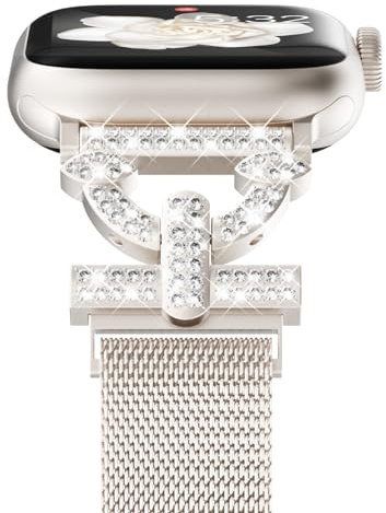 NewWays Milanaise Armband für Apple Watch 42mm 44mm 45mm 46mm,Polarstern | Damen Bling Edelstahl Ersatzarmband Magnetverschluss Kompatibel mit iWatch SE Series 11/10/9/8/7/6/5/4/3/2/1