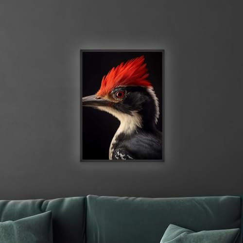 sedax LED Bilder Specht 30 x 40 Holz Flora – Stimmungsvolle LED Beleuchtung, Individuell & langlebig I Modernes Wandbild mit warmweißen & kaltweißen LEDs für gemütliche Atmosphäre