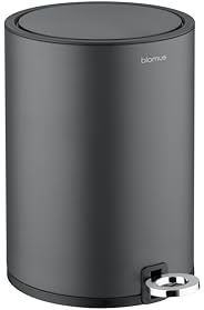 blomus Kosmetikeimer -SINO- Mülleimer 3 Liter | Anthrazit | 20L x 20B x 26H cm | Treteimer mit Absenkautomatik | Mülleimer mit Innenbehälter aus Edelstahl