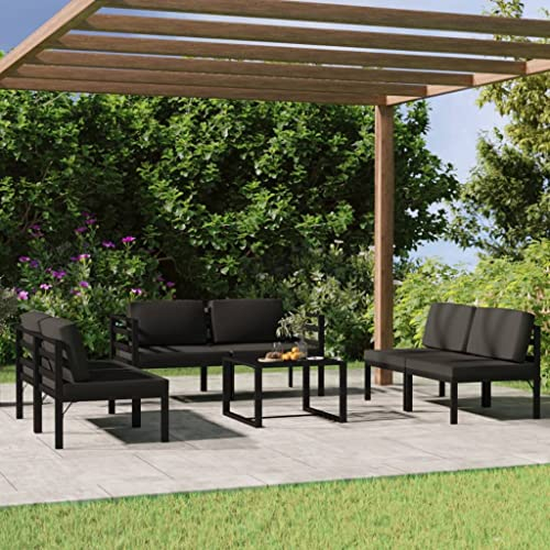 DYRJDJWIDHW Outdoor Kissen,gartenliege wetterfest,paletten,7-TLG. Garten-Lounge-Set mit Kissen Aluminium AnthrazitGeeignet für Garten, Swimmingpool, Wohnzimmer, Terrasse