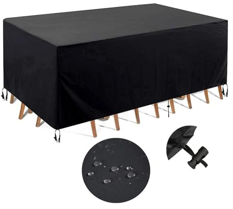 Gartenmöbel Abdeckung - 215x200x70cm(LxWxH) Große Größe Abdeckung Winterfest Gartentisch Gartenmöbel Hülle Tisch Wasserdicht schutzhülle für loungemöbel Quadratisch Abdeckplane 420D Oxford Gewebe