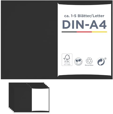 12 x Urkundenmappe für A4 schwarz, FSC® MIX 70%, hochwertige, stabile Dokumentenmappe 320g/m² Karton, Made in Germany, Kondolenzmappe, Zeugnisse, Zertifikate, Auszeichnungen, vom Hersteller Werbegrün