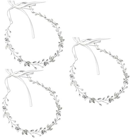 Healeved 3stücke Braut Haarschmuck Wasserstein Stirnband Elegante Hochzeitskopfbedeckung Für Braut Und Besondere Anlässe Silberfarben Komfortabel Und Leicht Zu Tragen