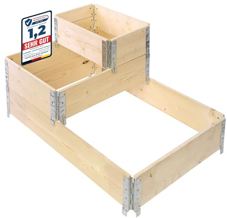 Garronda naturbelassene Hochbeete für Garten Palettenrahmen Hochbeet Holz für Pflanzen Blumen Kräuter Obst und Gemüse Natural 3-TLG. Set 1 Lieferumfang: 120x80x20 cm, 80x60x20 cm, 60x40x20 cm GD-0075