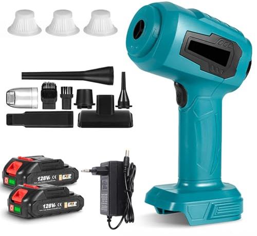 Vulaop Aspiradora de Mano 28000 Pa con Batería - 4 en 1 Soplador de Polvo Mini Recargable USB para Coche/Oficina/Casa - 2 Baterías y 1
