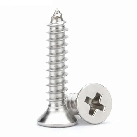 Aqxypas M5 316 Edelstahl Marine Flach Senkkopf Selbstschneidende Holzschraube(40mm)