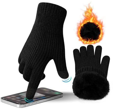 ineepor Guanti Invernali Uomo Donna Guanti Touch Screen Doppi Guanti In Lana Fodera In Pile Termici Antiscivolo Corsa Neve Guida Ciclismo Sportivi