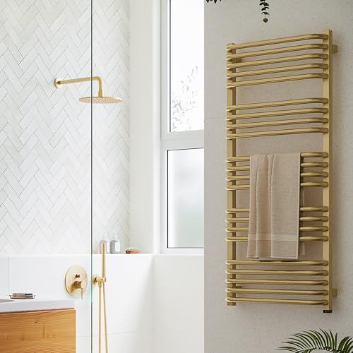 Terma Electric Towel Rail, Steel, Brass, 1140h x 500w