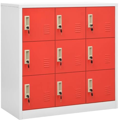 LVHUIDEH Schließfachschränke 2 STK. mit 9 Schließfächern, Fächerschrank, Aufbewahrungsschrank, Spind, Metallschrank, Umkleideschrank, Abschließbare, Robust und Langlebig, 90 x 45 x 92,5 cm Stahl
