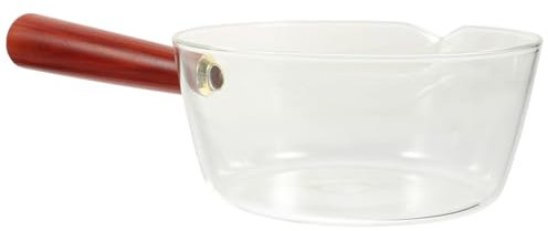 Amosfun Glass Milk Pot Handle for Butter Warmer Nonstick Saucepan Cookware for Heating Liquid Pot for Saucepan Needs