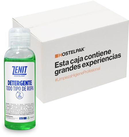 Hostelpak | Detergente todo tipo de ropa | 120 x 100ml | Amenities bienvenida | Limpieza profesional para establecimientos turísticos