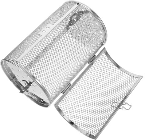 MAGICLULU Rotisserie Basket for Nuts Stainless Steel Rotating Grill Cage Bbq Oven Household Cooking Accessories Even Roasting Kitchen Rotisserie Grill Basket