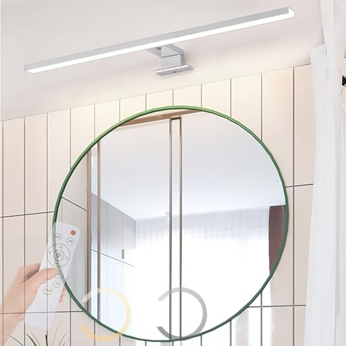 TZSMUM LED Wandbeleuchtung mit Fernbedienung Dimmbar Wandlampe 60 CM Spiegelleuchte 2700K-6500K Wandleuchten Badleuchte Schwarz Schminklicht 18W Modern Keller Küche Badschrank (Weiß,60cm)