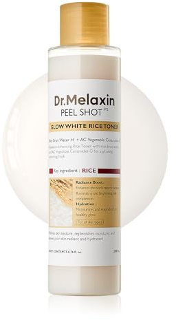 Dr.Melaxin Peel Shot Glow Rice Toner with Rice Extract & Ceramides, Hydrating & Skin Refining Face Toner for Glass Skin, Liposome Oil for Deep Moisture & Barrier Care, Korean Skincare, 6.76 fl.oz
