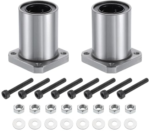 QUARKZMAN LMK25-UU Cuscinetti Lineari A Sfere 26mm Foro 40mm Diametro Esterno 59mm Lunghezza Flangia Rotonda Nichelata con Viti per Macchina CNC Stampante 3D 2pz